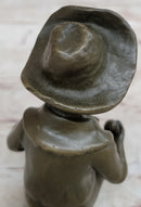 Hat Boy Bronze Sculpture Kid Figurine Artwork