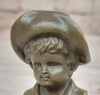 Hat Boy Bronze Sculpture Kid Figurine Artwork