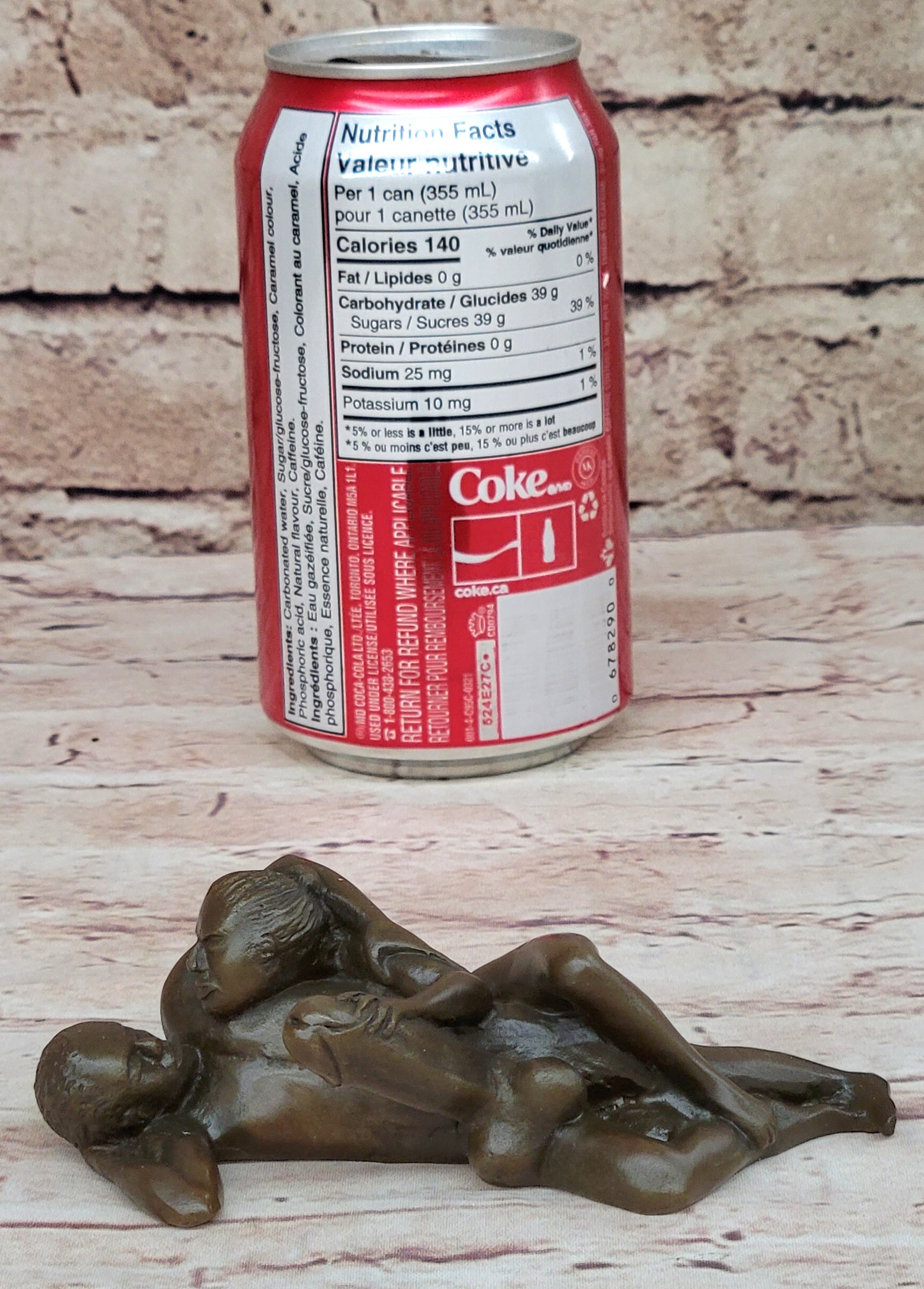 Erotic Novelty Bronze Figurine Sculpture Couple Having Sex Large Phallus Penis 1.5" x 4"