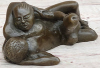Erotic Novelty Bronze Figurine Sculpture Couple Having Sex Large Phallus Penis 1.5" x 4"