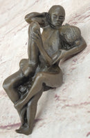 Erotic Novelty Bronze Figurine Sculpture Couple Having Sex Large Phallus Penis 1.5" x 4"