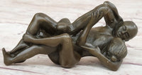 Erotic Novelty Bronze Figurine Sculpture Couple Having Sex Large Phallus Penis 1.5" x 4"
