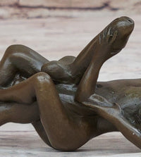 Erotic Novelty Bronze Figurine Sculpture Couple Having Sex Large Phallus Penis 1.5" x 4"