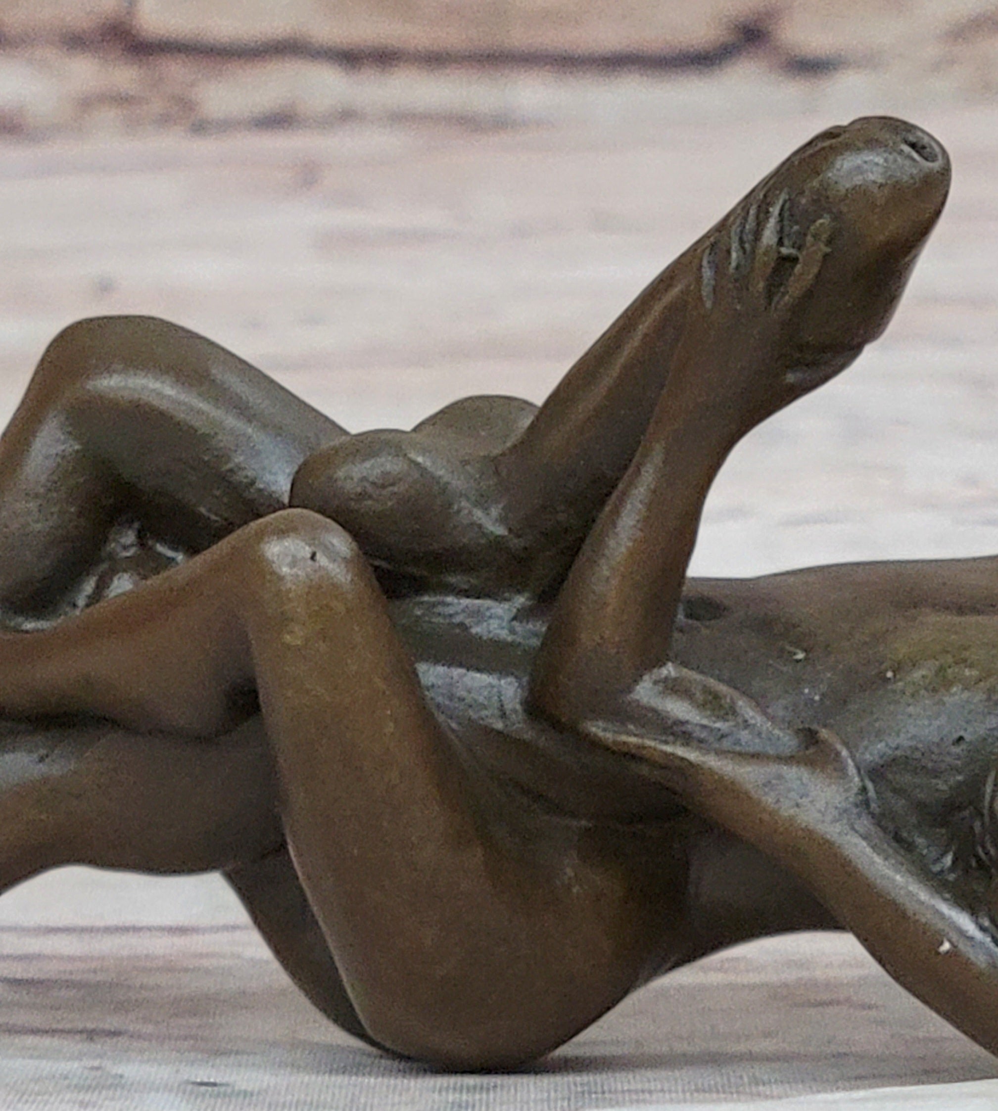 Erotic Novelty Bronze Figurine Sculpture Couple Having Sex Large Phallus Penis 1.5" x 4"
