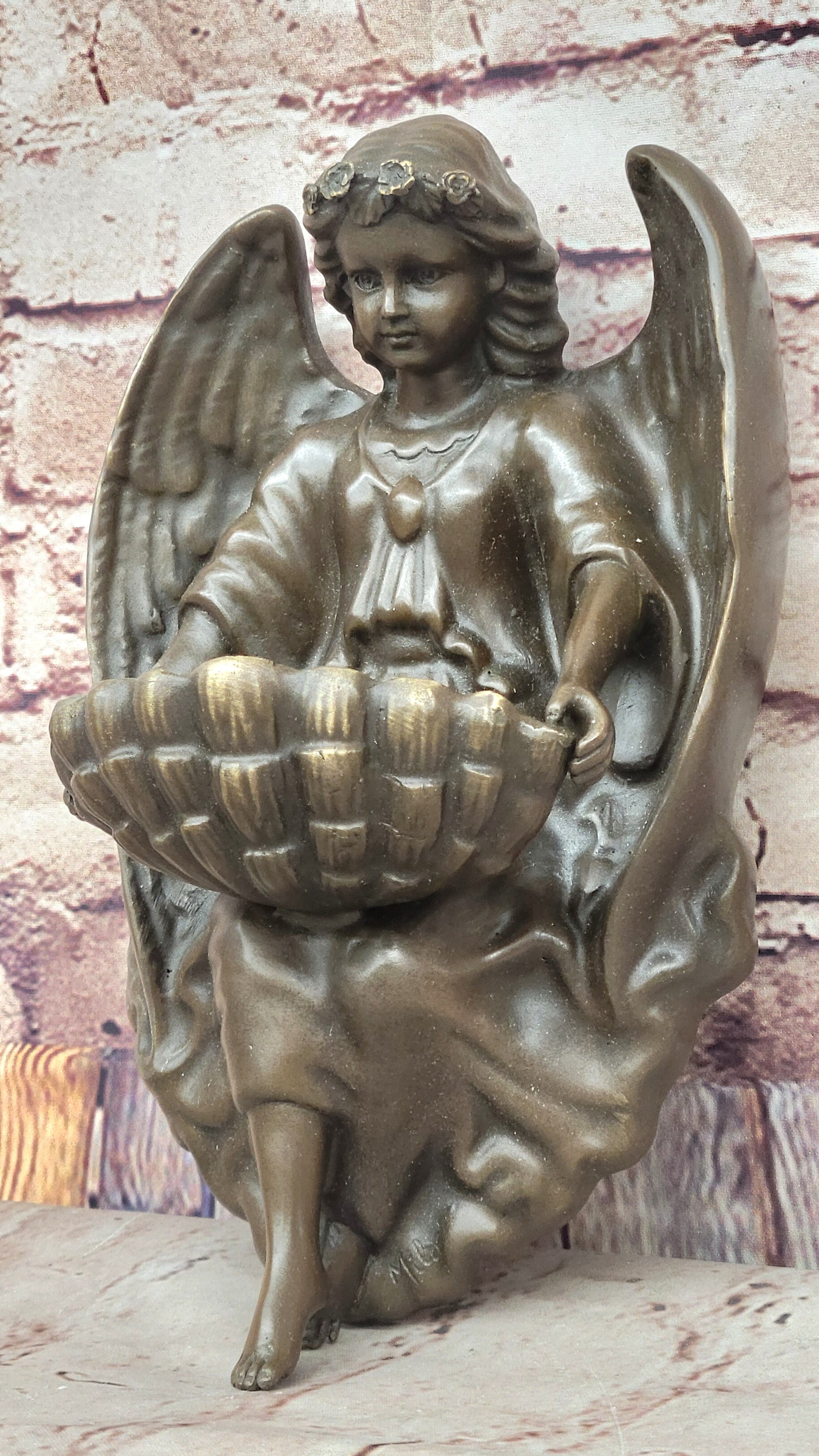 Milo Young Guardian Angel Wall Mount Genuine Bronze Sculpture