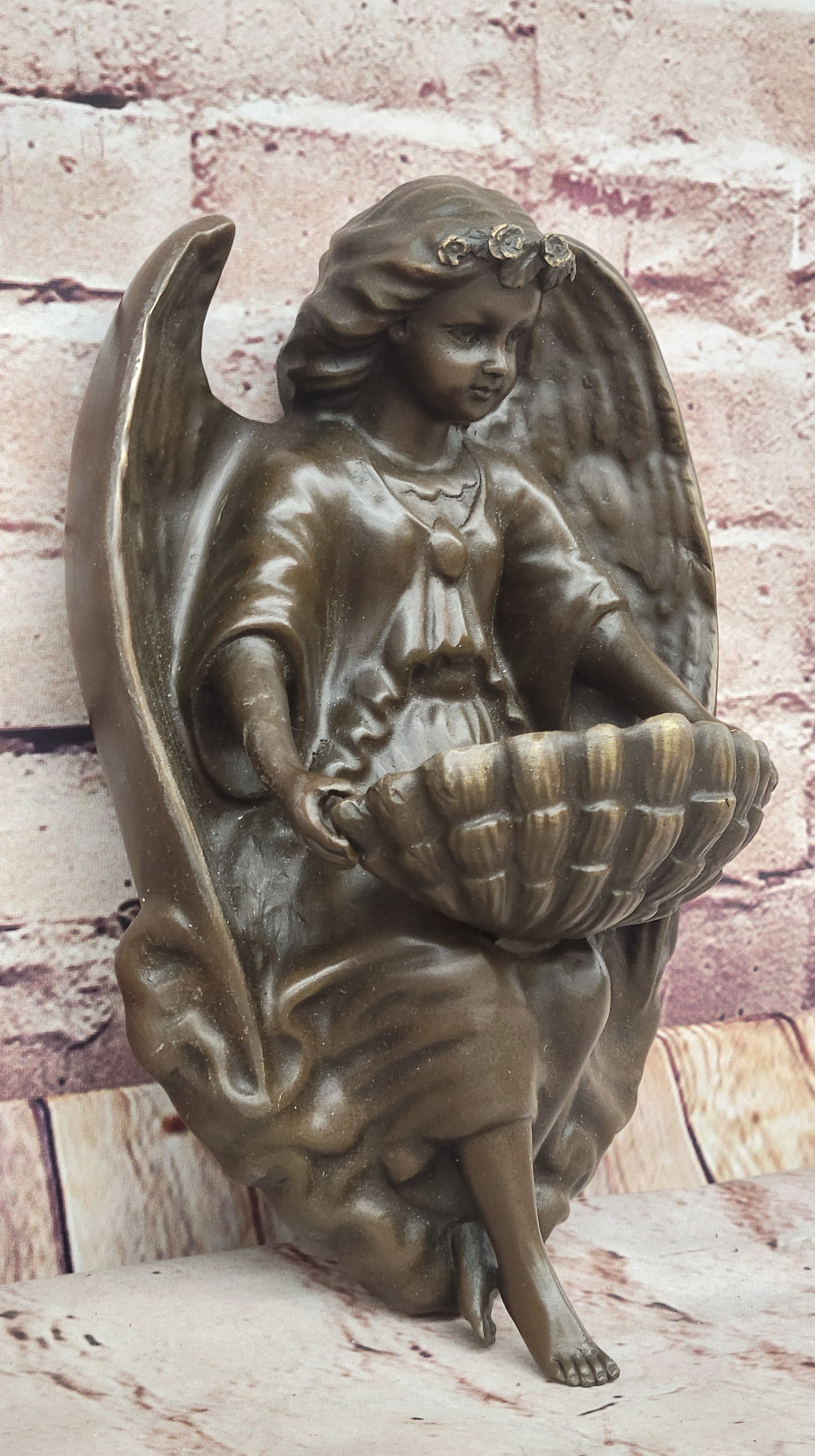 Milo Young Guardian Angel Wall Mount Genuine Bronze Sculpture