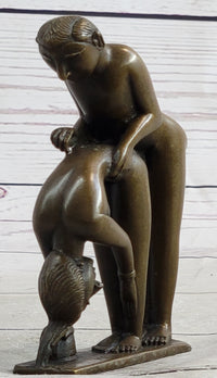 Miniature Bronze Erotic Art Couple Having Sex Figurine Figure Sculpture 4.5" x 3"