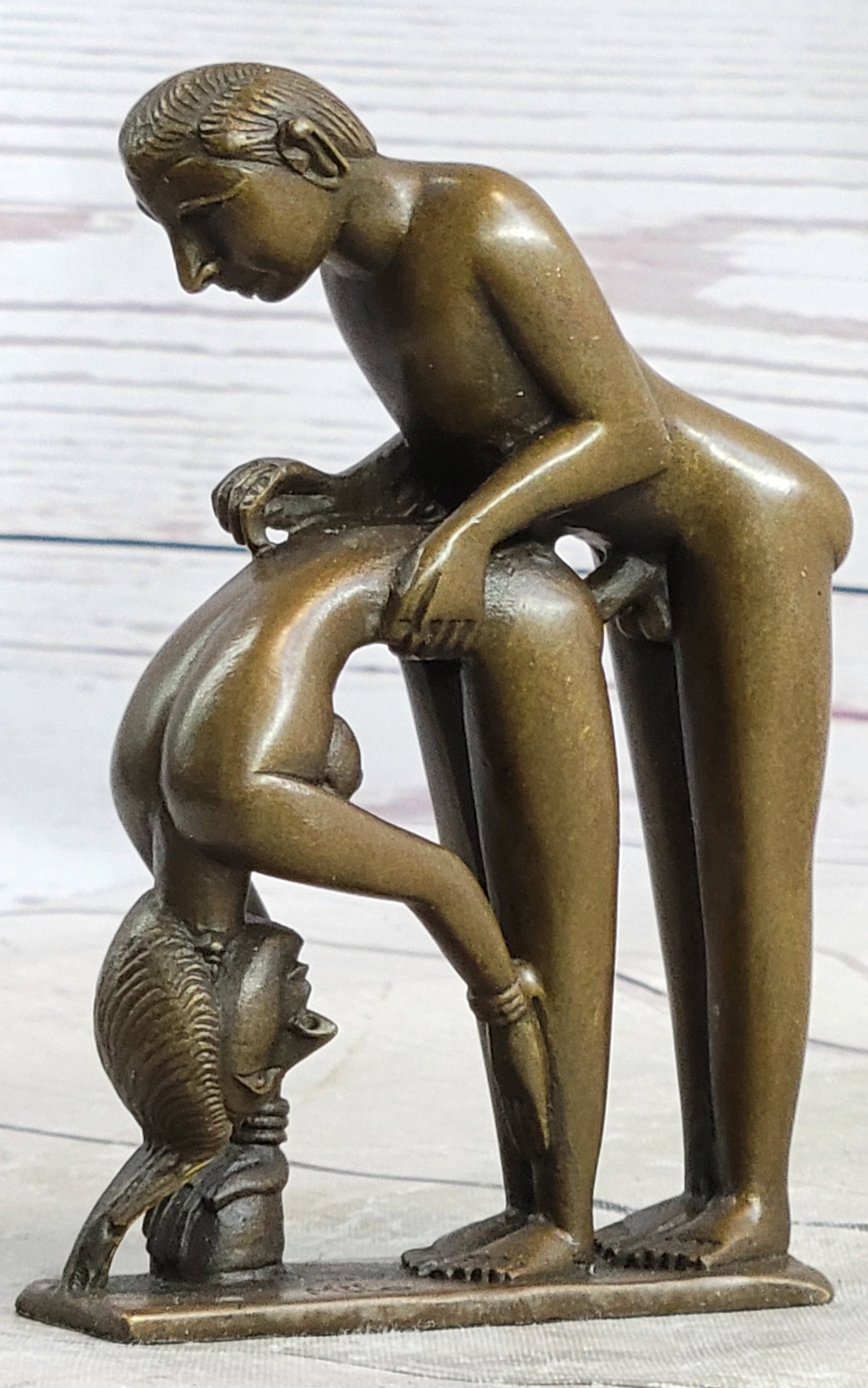 Miniature Bronze Erotic Art Couple Having Sex Figurine Figure Sculpture 4.5" x 3"