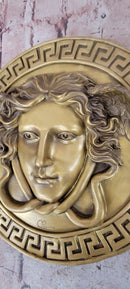 Signed Original Bas Relief Medusa Wall Mount Bronze Sculpture Figurine Statue