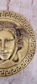 Signed Original Bas Relief Medusa Wall Mount Bronze Sculpture Figurine Statue