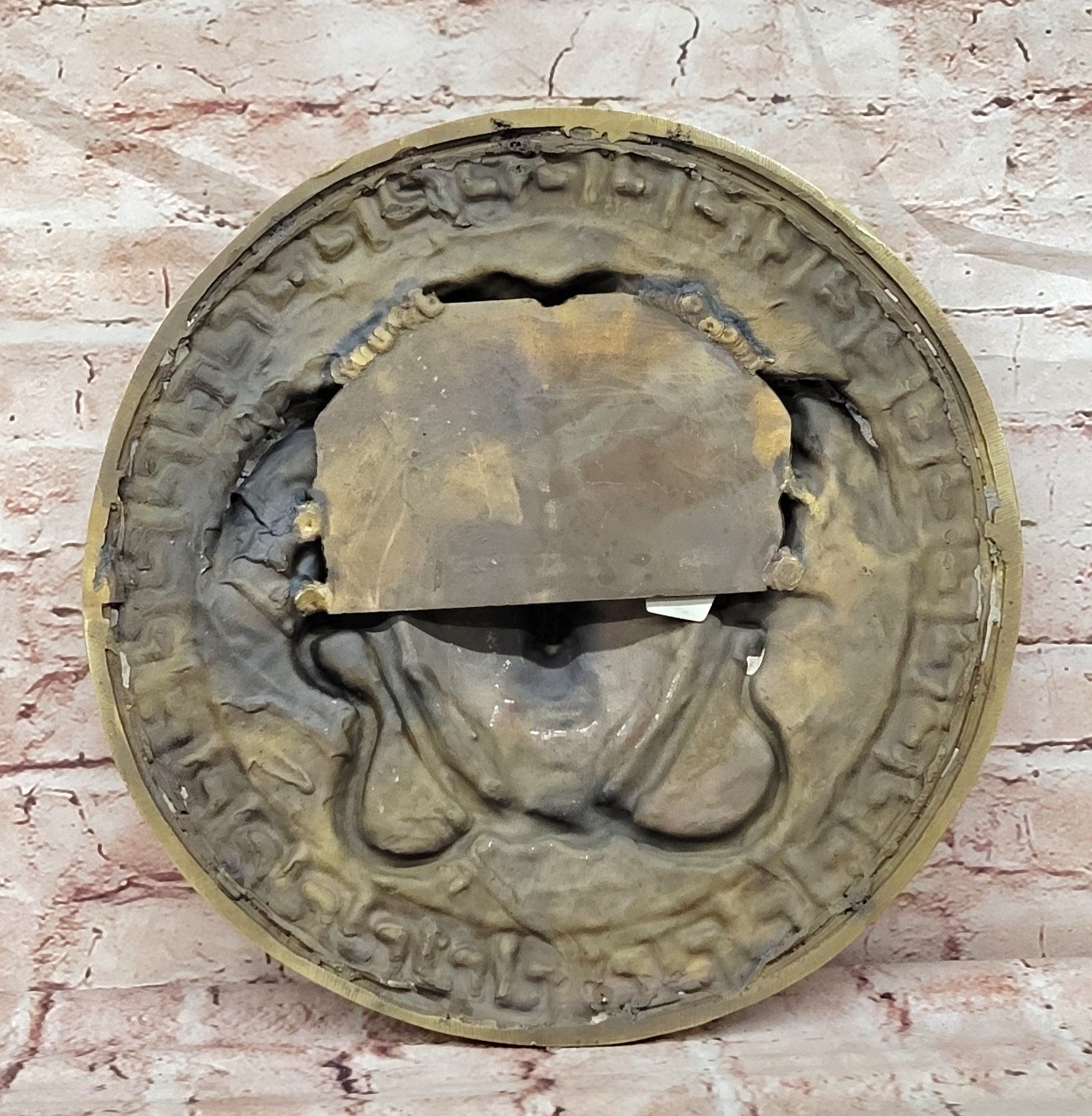 Signed Original Bas Relief Medusa Wall Mount Bronze Sculpture Figurine Statue