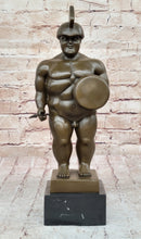 Botero Roman Soldier Bronze Sculpture Marble Base
