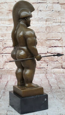 Botero Roman Soldier Bronze Sculpture Marble Base