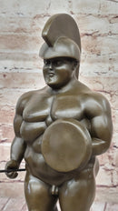 Botero Roman Soldier Bronze Sculpture Marble Base