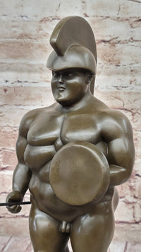 Botero Roman Soldier Bronze Sculpture Marble Base
