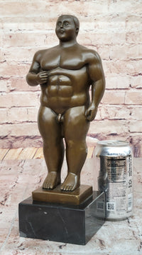 Nude Chubby Male Figure by Fernando Botero Bronze Statue Sculpture Figure 13" x 4"