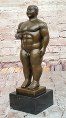 Nude Chubby Male Figure by Fernando Botero Bronze Statue Sculpture Figure 13" x 4"