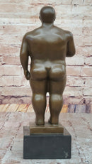 Nude Chubby Male Figure by Fernando Botero Bronze Statue Sculpture Figure 13" x 4"