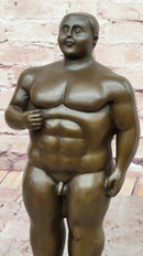 Nude Chubby Male Figure by Fernando Botero Bronze Statue Sculpture Figure 13" x 4"
