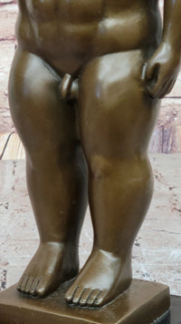 Nude Chubby Male Figure by Fernando Botero Bronze Statue Sculpture Figure 13" x 4"