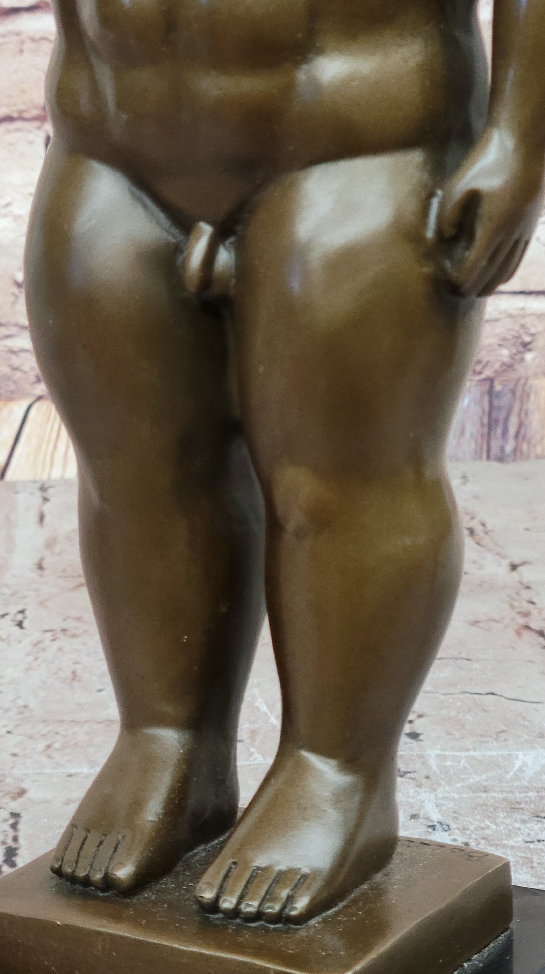 Nude Chubby Male Figure by Fernando Botero Bronze Statue Sculpture Figure 13" x 4"