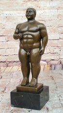 Nude Chubby Male Figure by Fernando Botero Bronze Statue Sculpture Figure 13" x 4"