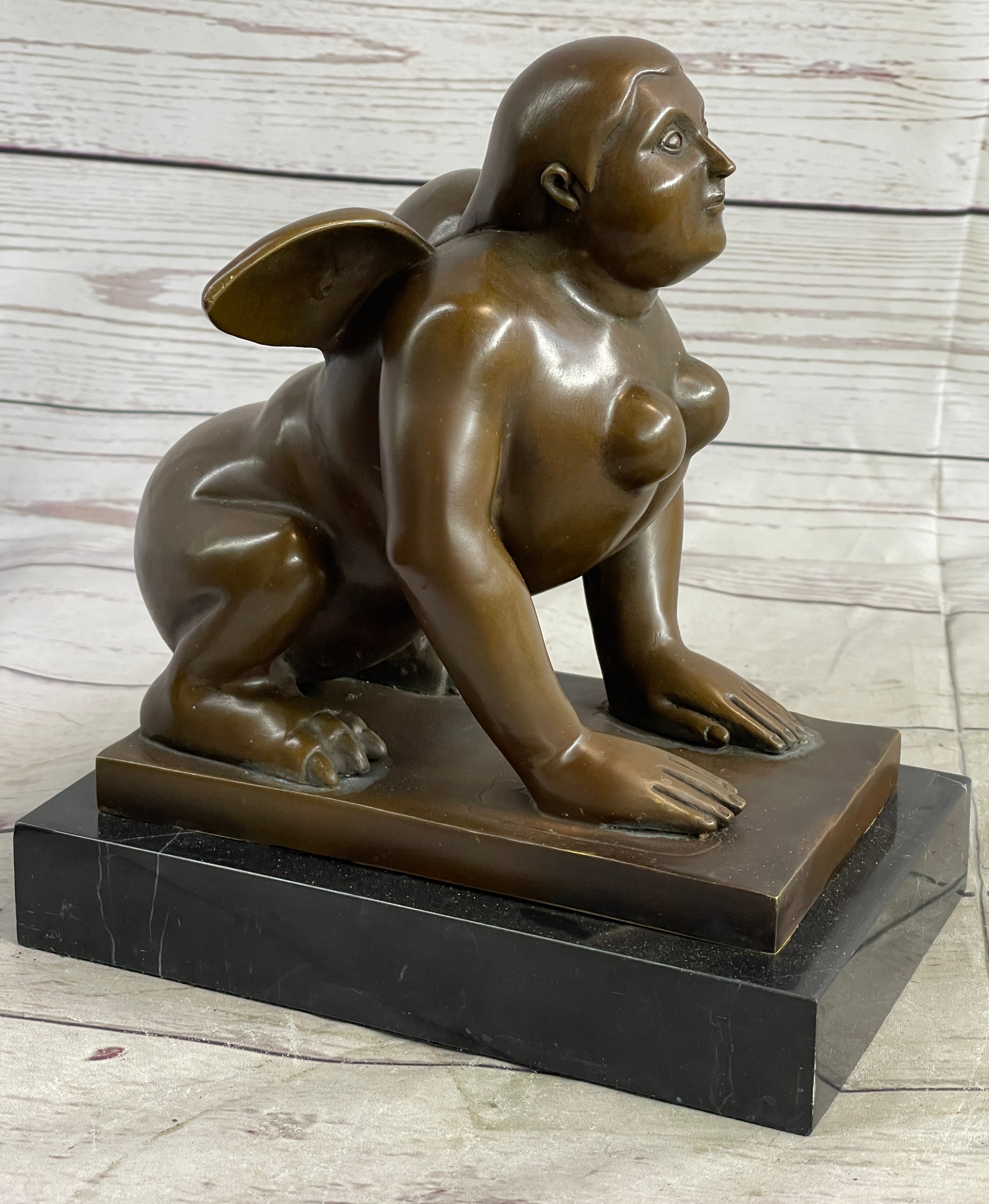 Greek Sphinx Bronze Sculpture Art Deco Lost Wax by Botero