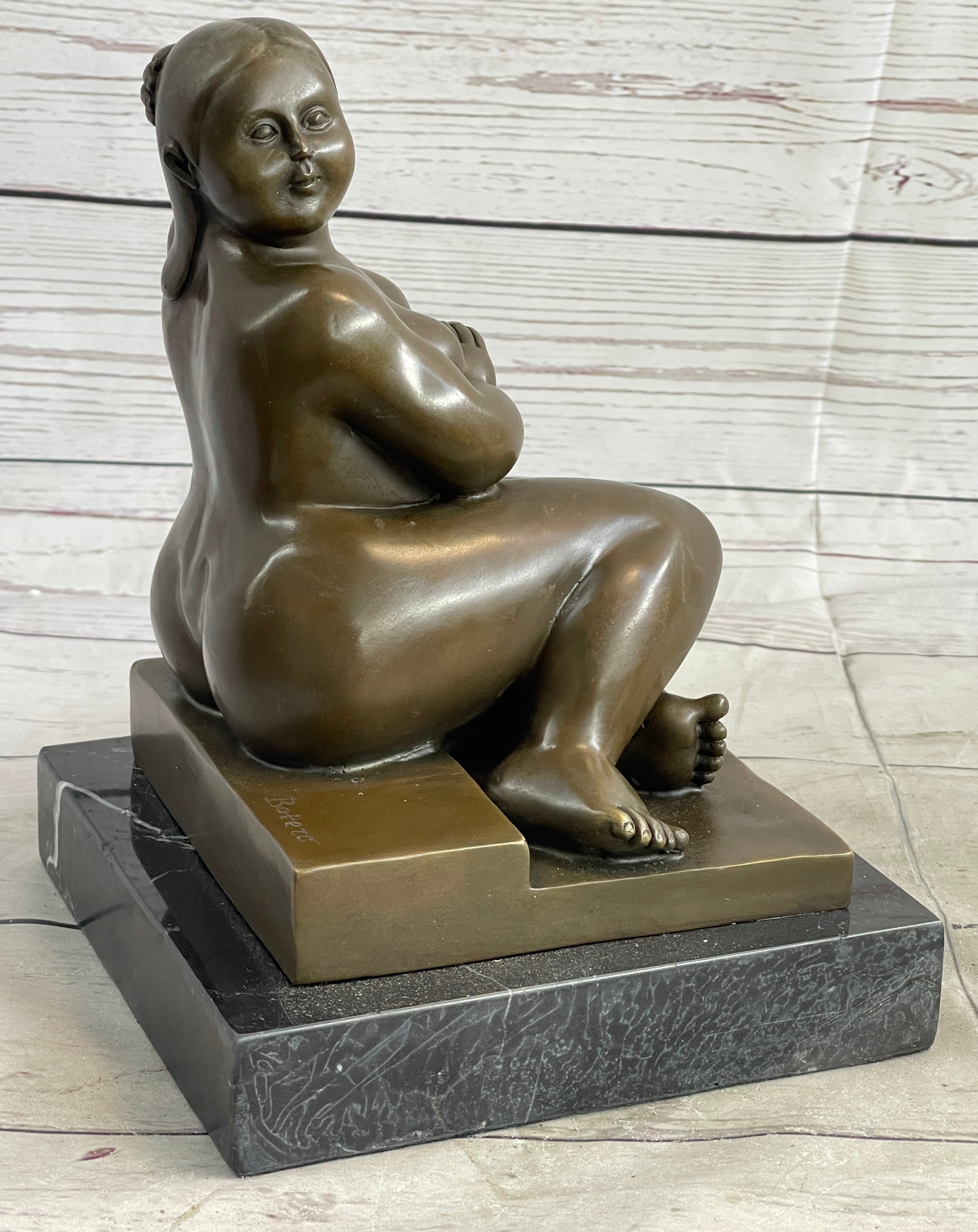 Fernando Botero Plump Woman Bronze Marble Base