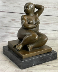 Fernando Botero Plump Woman Bronze Marble Base