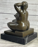Fernando Botero Plump Woman Bronze Marble Base