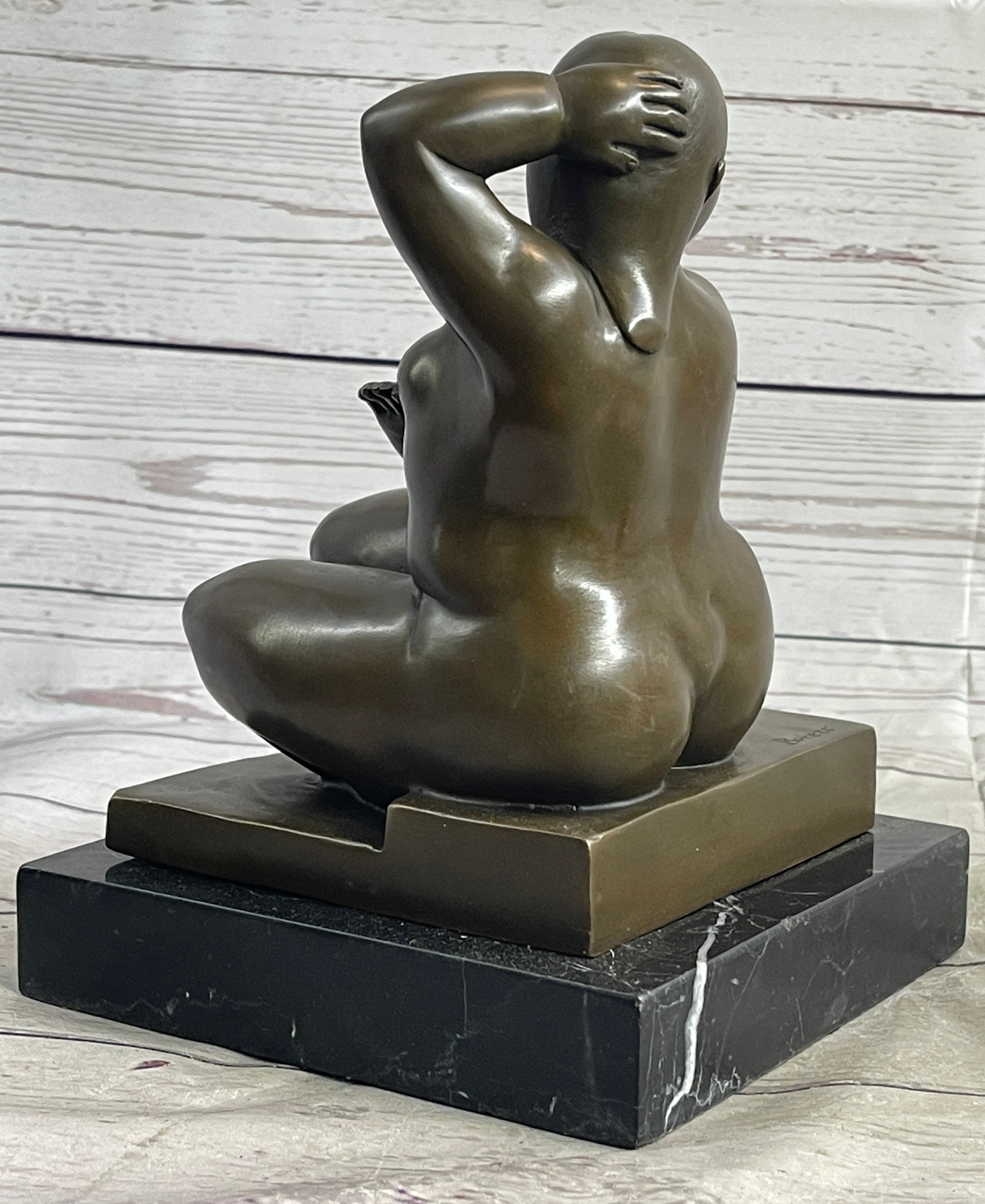 Fernando Botero Plump Woman Bronze Marble Base