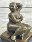 Fernando Botero Plump Woman Bronze Marble Base