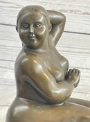 Fernando Botero Plump Woman Bronze Marble Base
