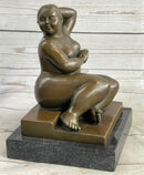 Fernando Botero Plump Woman Bronze Marble Base