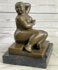 Fernando Botero Plump Woman Bronze Marble Base
