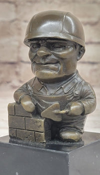 Construction Worker Bricklayer Bronze Bookend 5.5" 2.5"