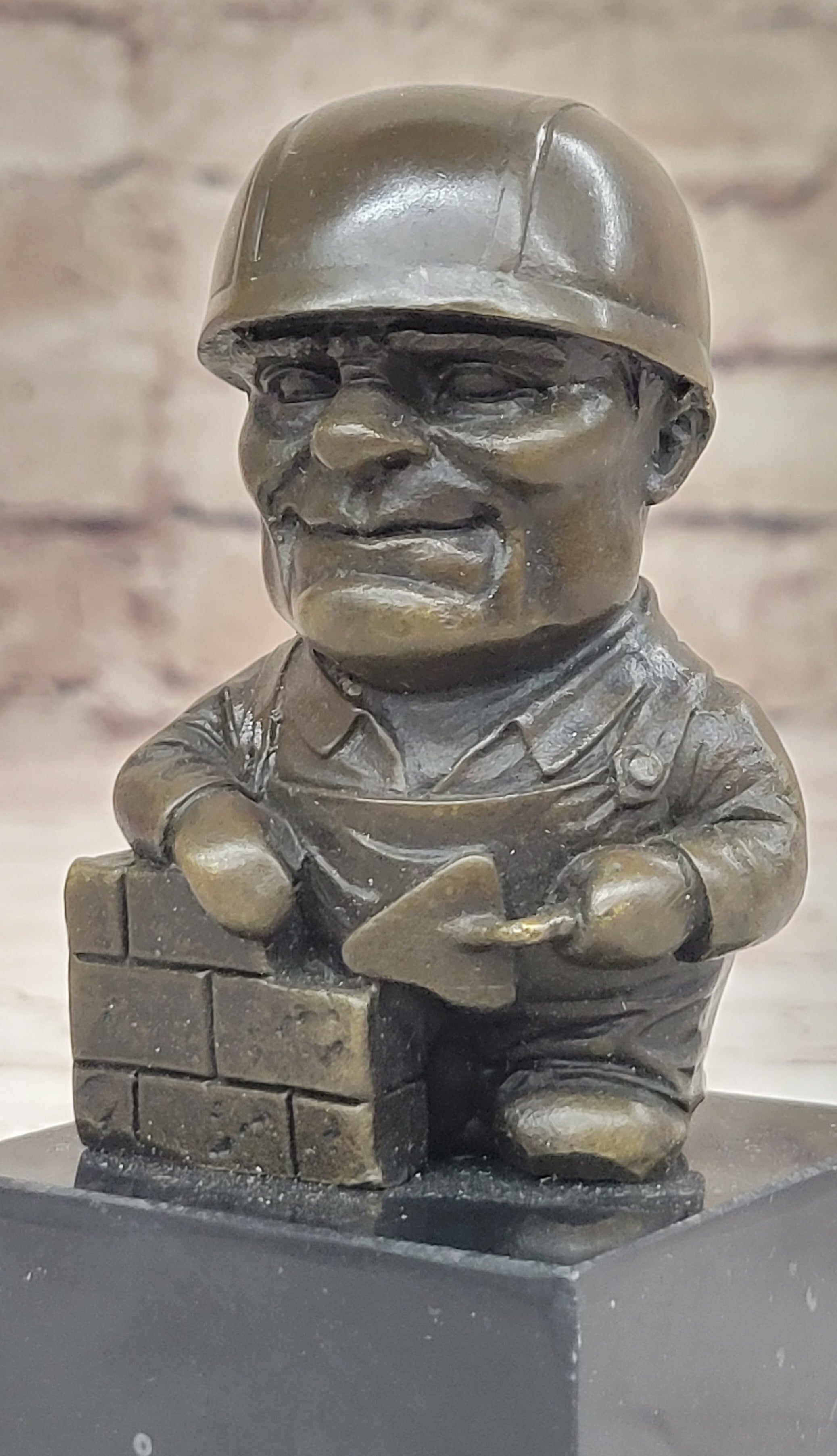 Construction Worker Bricklayer Bronze Bookend 5.5" 2.5"
