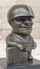 Construction Worker Bricklayer Bronze Bookend 5.5" 2.5"