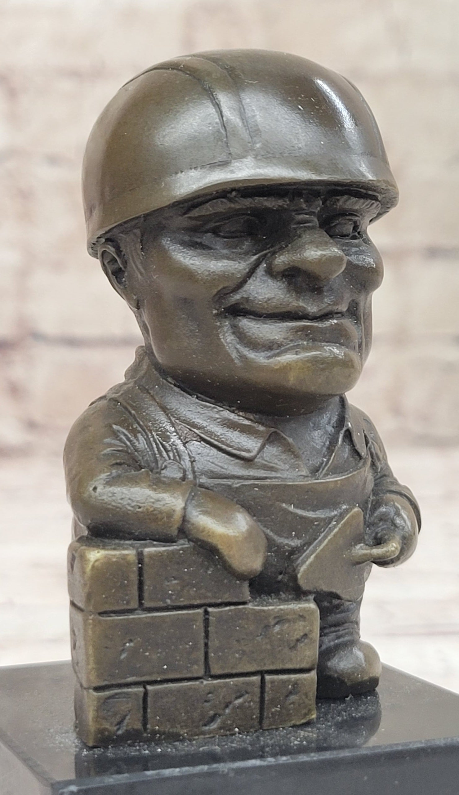 Construction Worker Bricklayer Bronze Bookend 5.5" 2.5"
