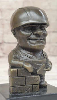 Construction Worker Bricklayer Bronze Bookend 5.5" 2.5"