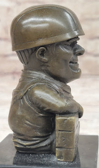 Construction Worker Bricklayer Bronze Bookend 5.5" 2.5"