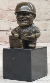 Construction Worker Bricklayer Bronze Bookend 5.5" 2.5"