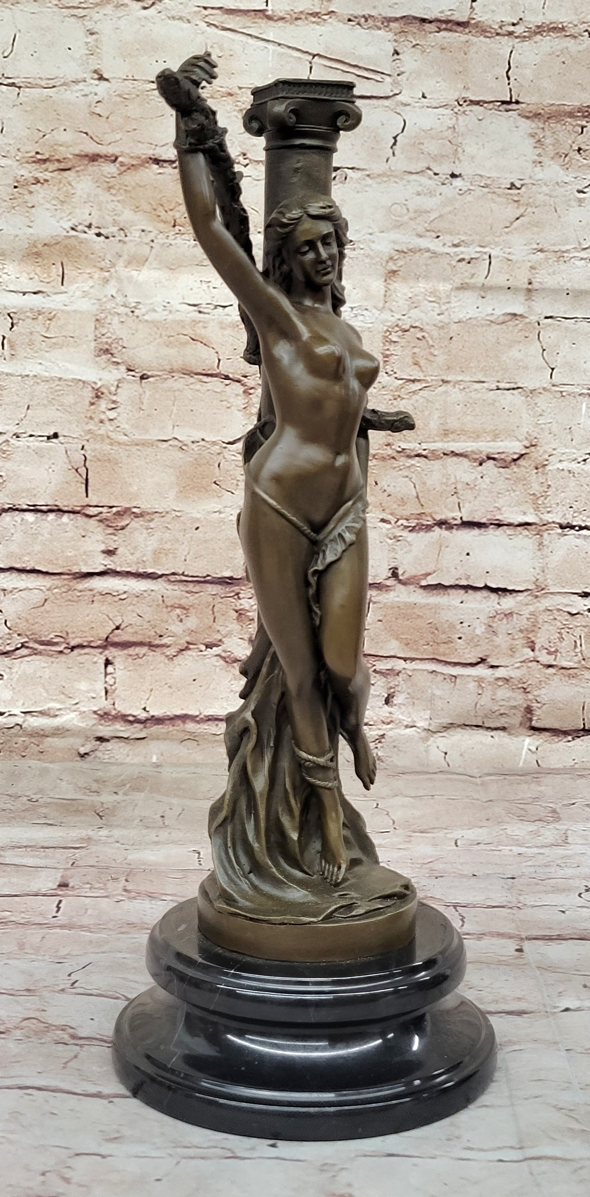Nude Captive Woman Bronze Sculpture Art Deco Mythological