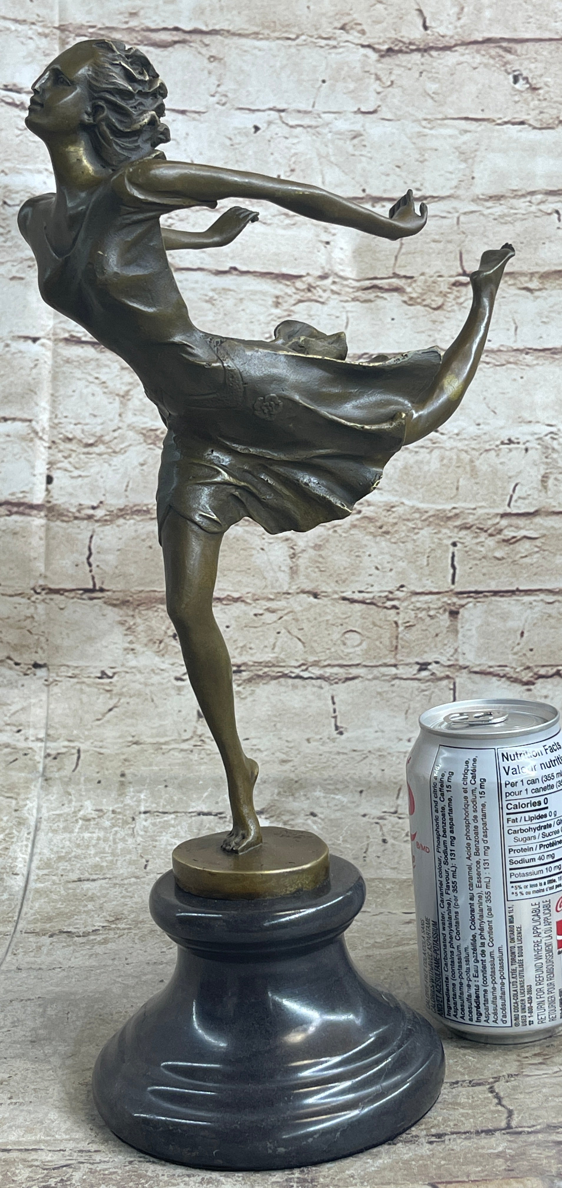 Female Dancer Skater Bronze Sculpture Degas 15" x 9.5"