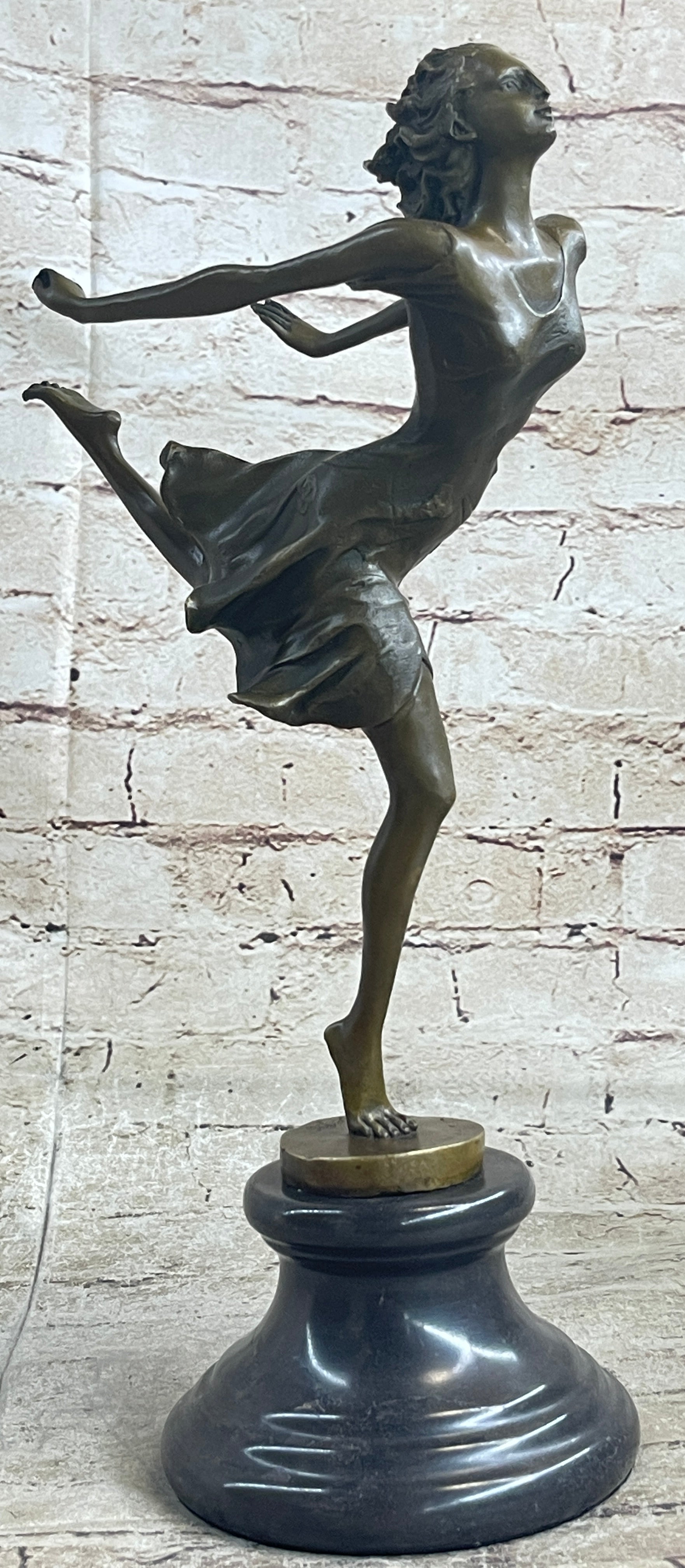 Female Dancer Skater Bronze Sculpture Degas 15" x 9.5"