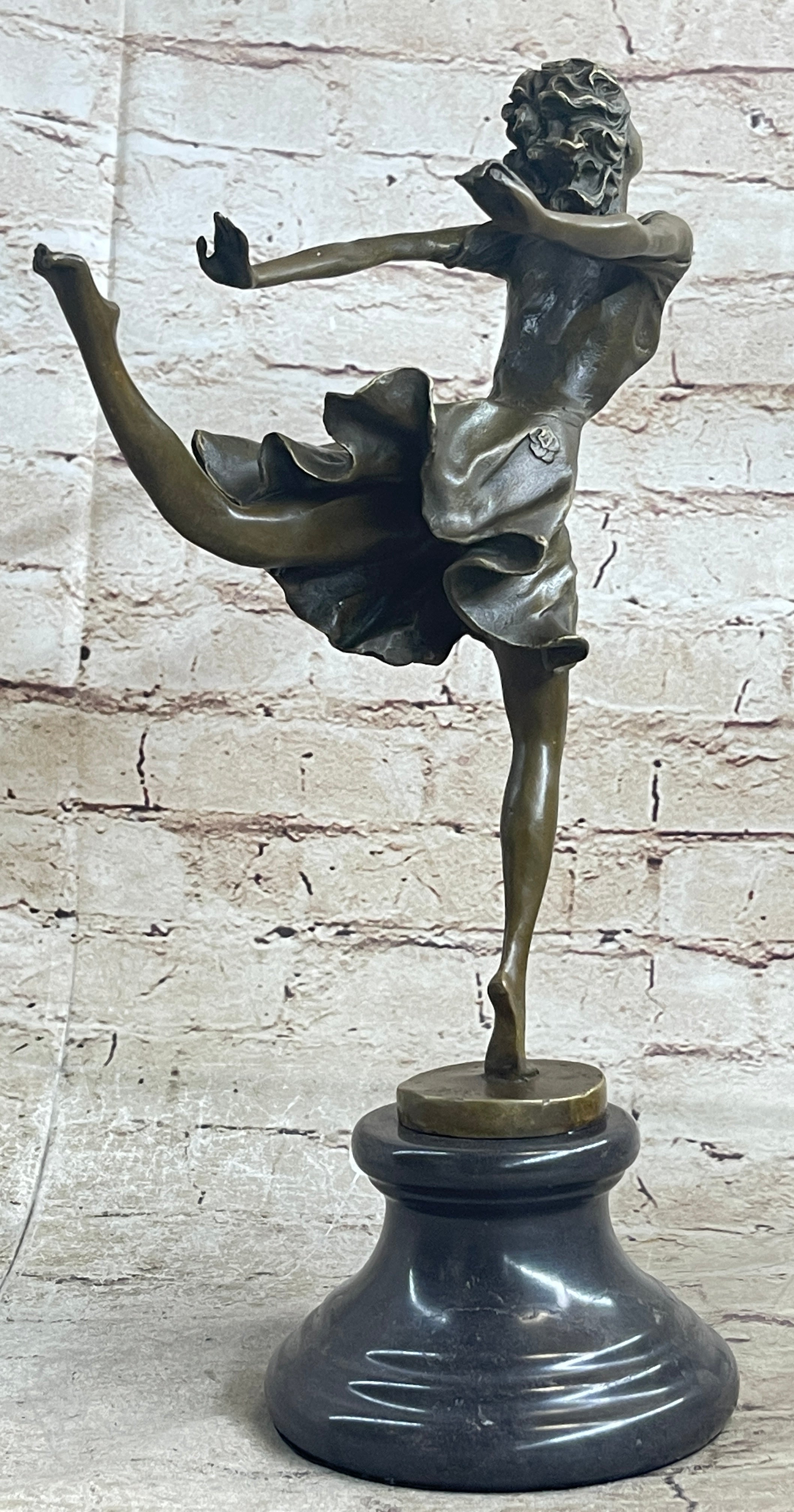 Female Dancer Skater Bronze Sculpture Degas 15" x 9.5"