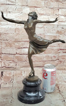Signed Cesaro Skating Female Bronze Statue Sculpture Handmade Home Decor