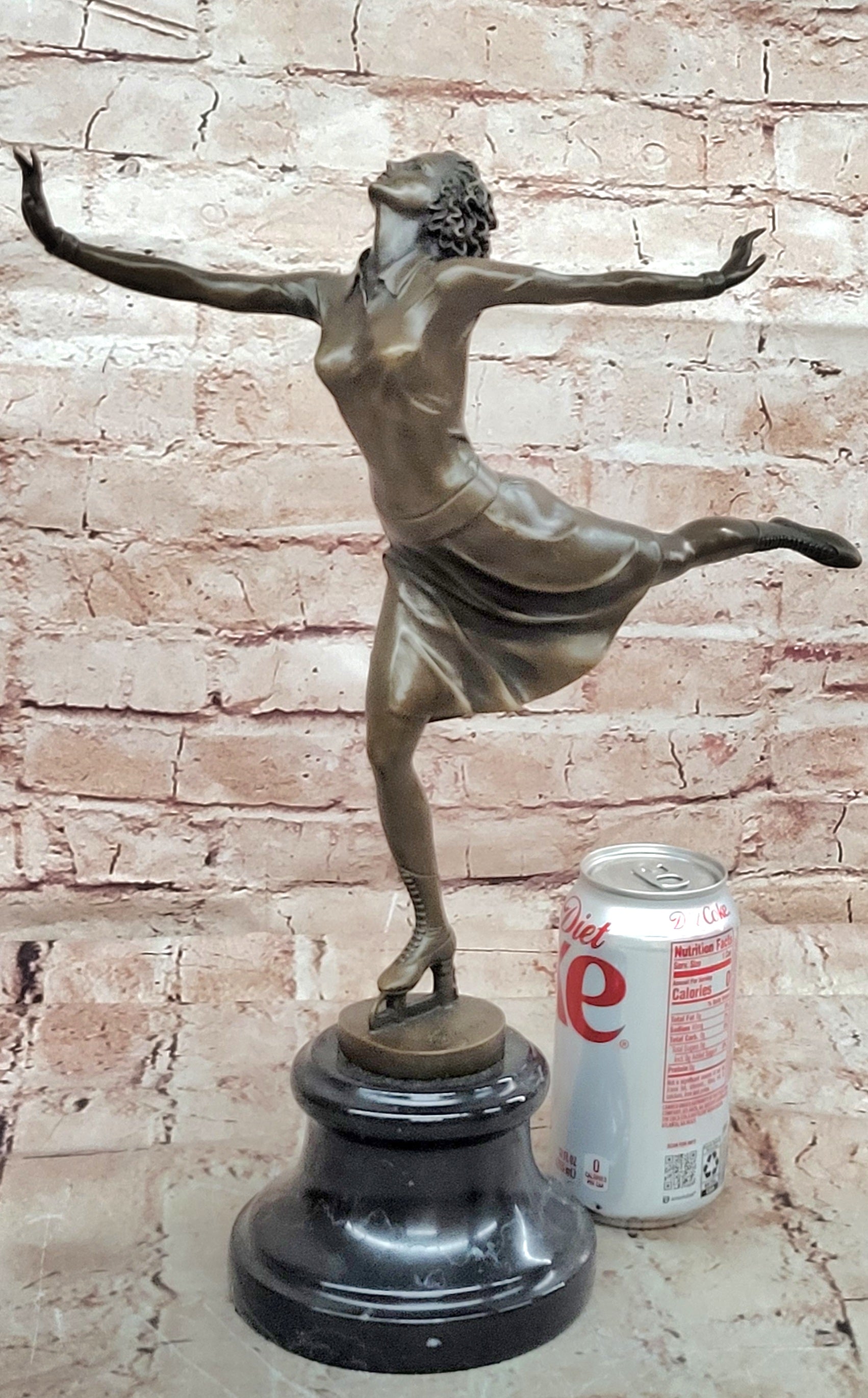 Signed Cesaro Skating Female Bronze Statue Sculpture Handmade Home Decor