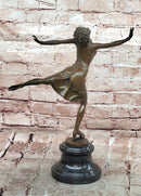 Signed Cesaro Skating Female Bronze Statue Sculpture Handmade Home Decor