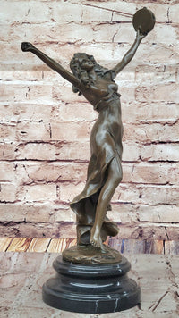 Art Deco French Marble Dancer Bronze Artwork Large